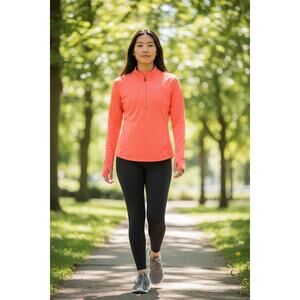 Nike Dri-Fit Running Jacket 1/2 Zip Orange Striated Size Medium EUC